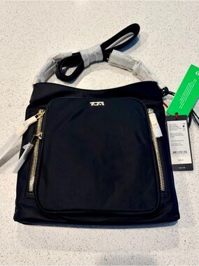 Tumi Voyageur Tyler Crossbody Bag Black with Gold Hardware